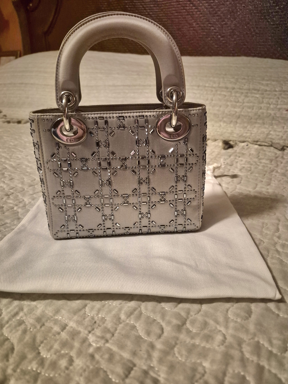 Christian Dior Satin Crystal Cannage Mini Lady Dior Limited Edition. - Picture 4 of 12